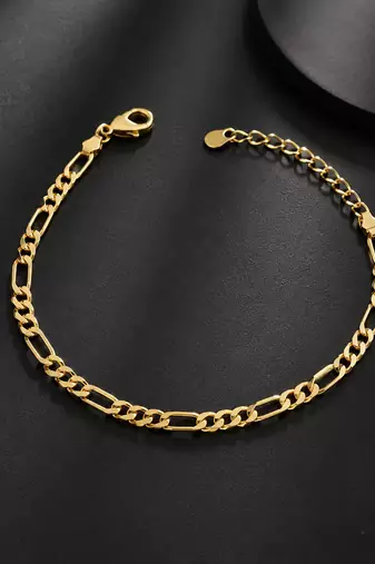 Gold figaro chain bracelet for men & women
