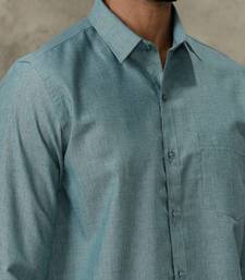 Teal plain cotton shirt men shirts