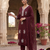Vibrant brown  embroidered kurti with pant and dupatta set