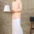 Peach cotton blend long sleeve shirt with border dhoti - dhoti set