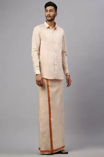 Copper shirt cotton blend dhoti dhoti-kurta
