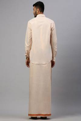 copper cotton blend men's shirt and dhoti kurta set 2