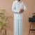 pale blue plain cotton blend dhoti set dhotis