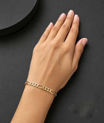 Gold figaro chain bracelet for men & women 3