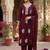 Vibrant brown  embroidered kurti with pant and dupatta set