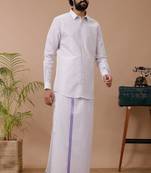 Lavender shirt cotton blend dhoti-kurta set
