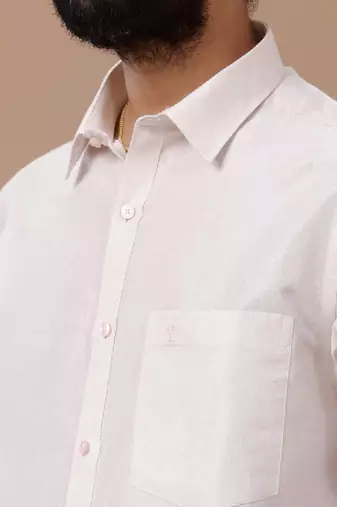 Pink shirt cotton blend veshti set with shirt