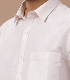 Pink shirt cotton blend veshti set with shirt