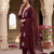 Vibrant brown  embroidered kurti with pant and dupatta set