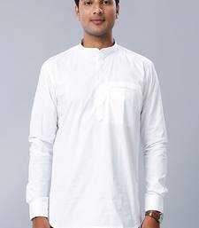 White thread work cotton straight kurta