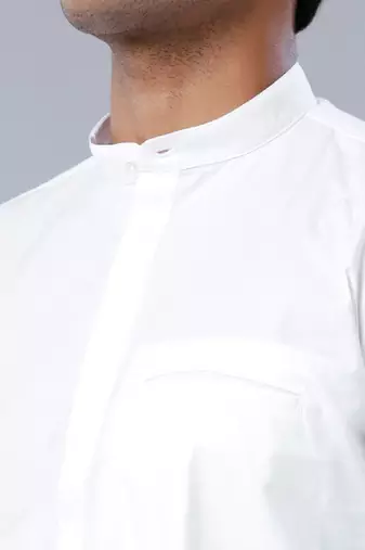 White thread work cotton straight kurta