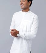 White thread work cotton straight kurta