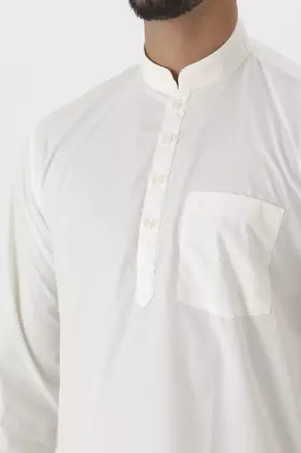 Cream plain regular kurta