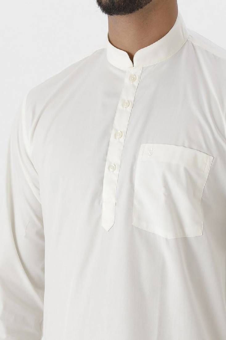 Cream plain regular kurta