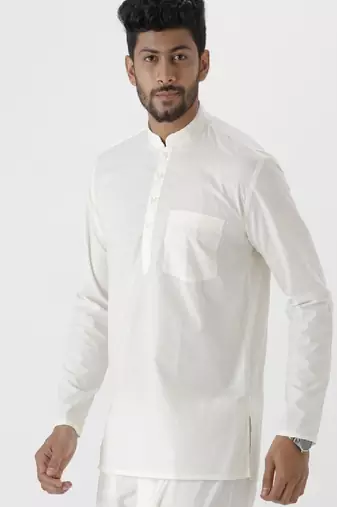 Cream plain regular kurta