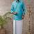 Blue plain cotton shirt and veshti set