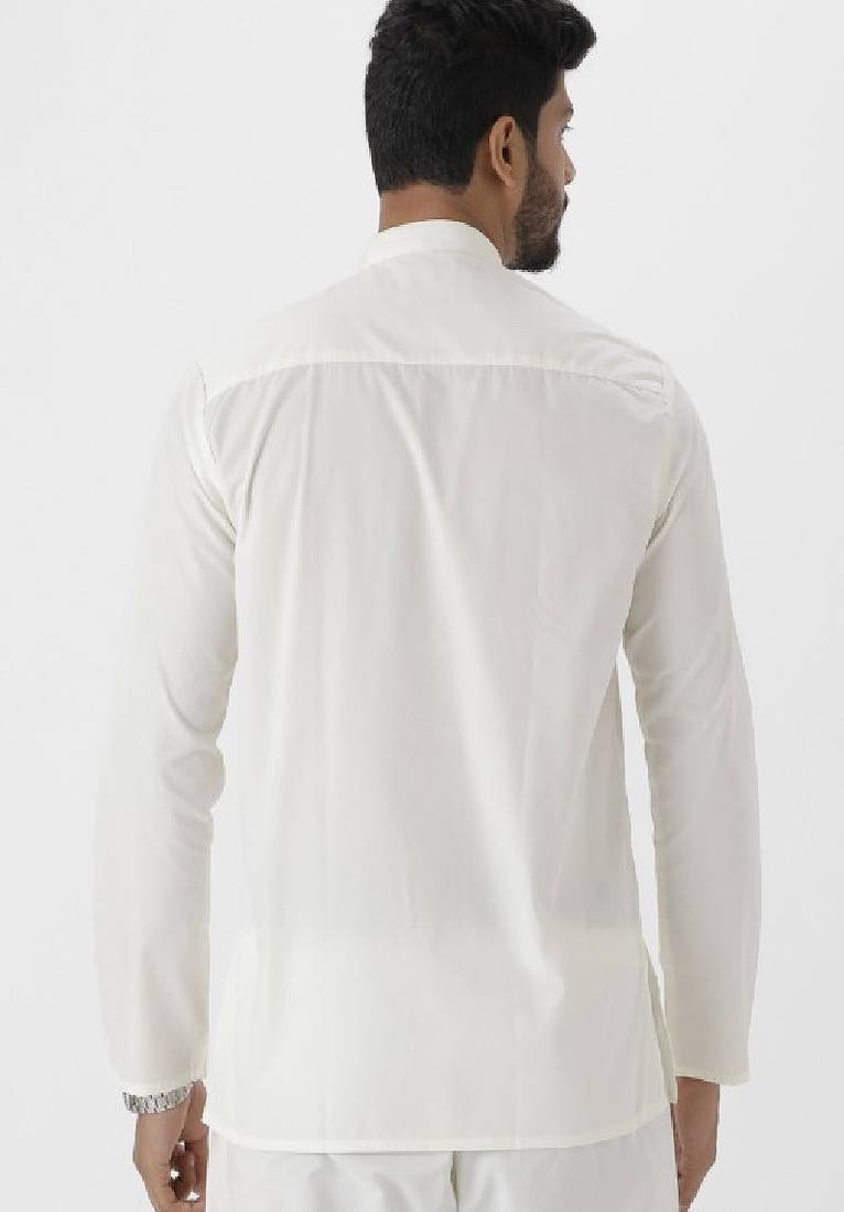 Cream plain regular kurta