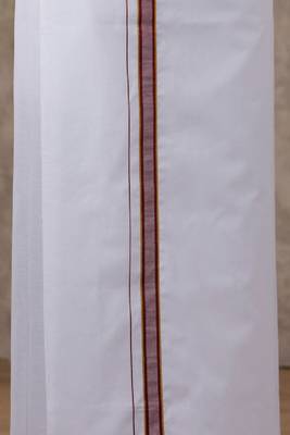 maroon solid plain cotton men's shirt and veshti set 3