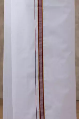 Ramraj maroon plain cotton shirt and veshti set