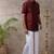 Ramraj maroon plain cotton shirt and veshti set