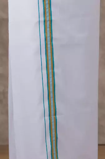 Blue plain cotton shirt and veshti set