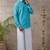 Blue plain cotton shirt and veshti set