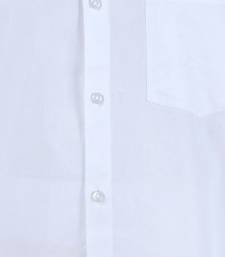 White zari border cotton blend shirt and veshti set