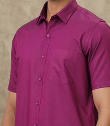 Violet plain cotton shirt dhoti-kurta