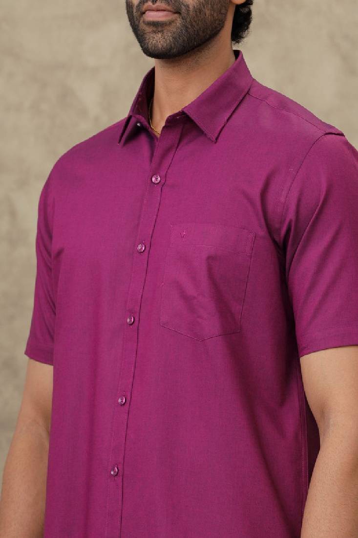 Violet plain cotton shirt dhoti-kurta