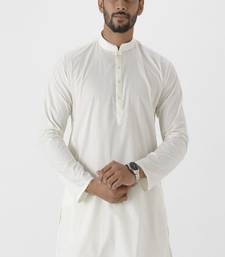 Cream mandarin collar straight short kurta