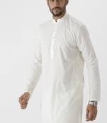 Cream mandarin collar straight short kurta
