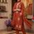 Vibrant orange embroidered kurti with pant and dupatta set