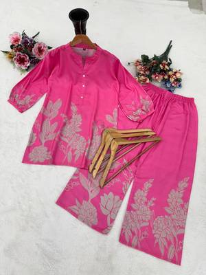  pink casual co-ord set with floral print 4
