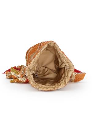  jashn edit rust brown faux silk chevron woven potli 6