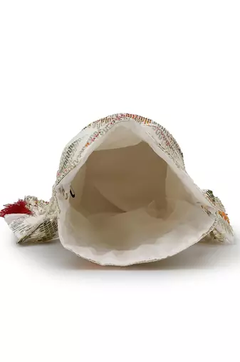   jashn edit ivory faux silk chevron woven potli