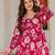 Red floral printed cotton tunic short kurti top for women