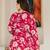 Red floral printed cotton tunic short kurti top for women