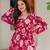 Red floral printed cotton tunic short kurti top for women
