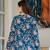 Blue floral printed cotton tunic short kurti top for women
