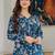 Blue floral printed cotton tunic short kurti top for women