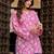 Pink floral printed cotton tunic short kurti top for women