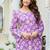 Purple floral printed cotton tunic short kurti top for women