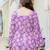 Purple floral printed cotton tunic short kurti top for women