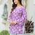 Purple floral printed cotton tunic short kurti top for women