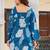 Blue floral printed cotton tunic short kurti top for women