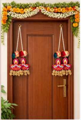 Traditional Diya Hanging Gota Balls – Perfect for Celebrations | Set of 4, 30 cm Length  (SMALL01-1) 2
