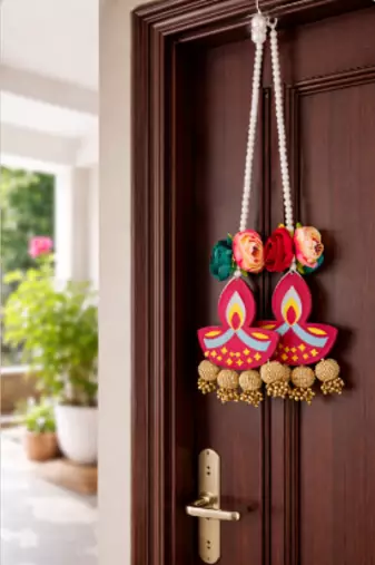 Traditional Diya Hanging Gota Balls – Perfect for Celebrations | Set of 4, 30 cm Length  (SMALL01-1)