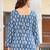 Teal floral printed cotton tunic short kurti top for women