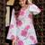 White floral printed cotton tunic short kurti top for women