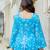 Blue floral printed cotton tunic short kurti top for women